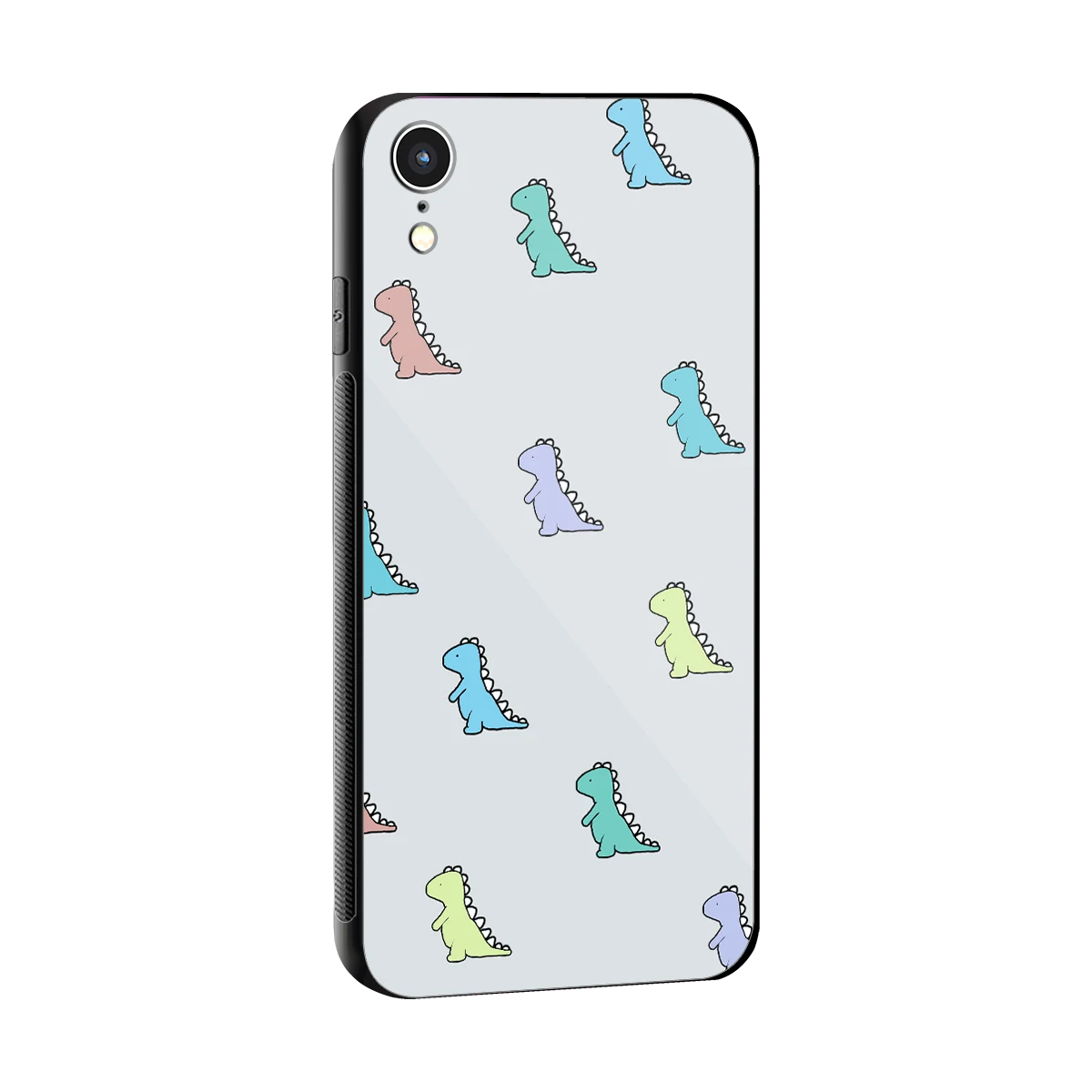 Dino sleek iphone xr cover with tempered glass back and TPU edges