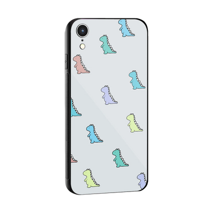 Dino sleek iphone xr cover with tempered glass back and TPU edges