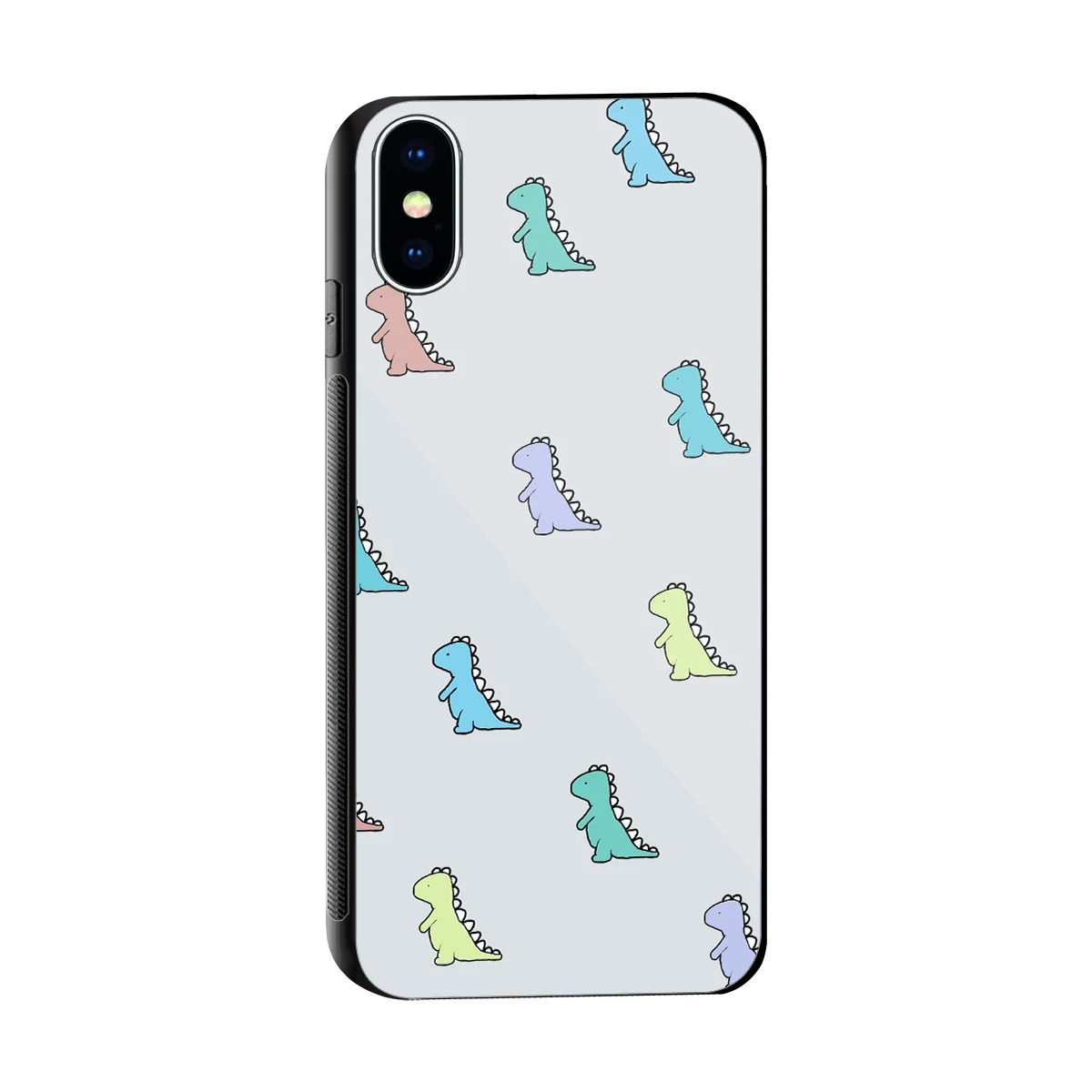 Dino sleek iphone xs cover with tempered glass back and TPU edges