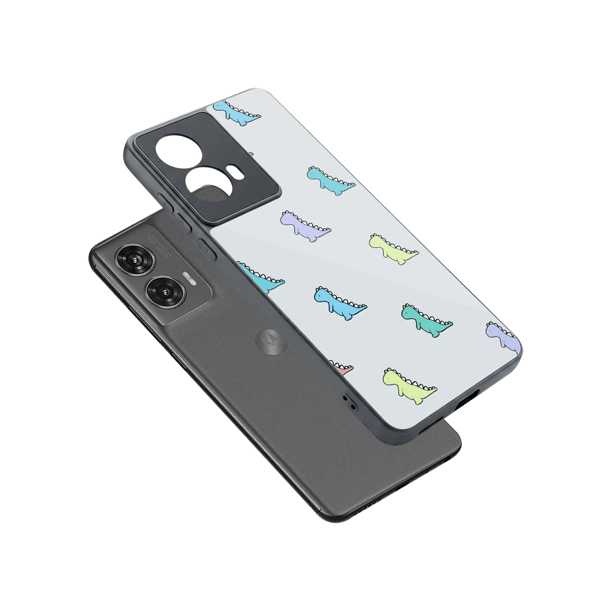 Dino sleek motorola edge 50 fusion cover with tempered glass back and TPU edges