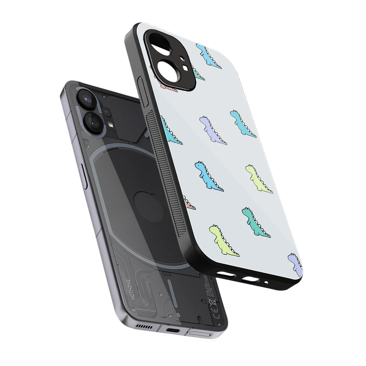 Dino sleek nothing phone 1 cover with tempered glass back and TPU edges