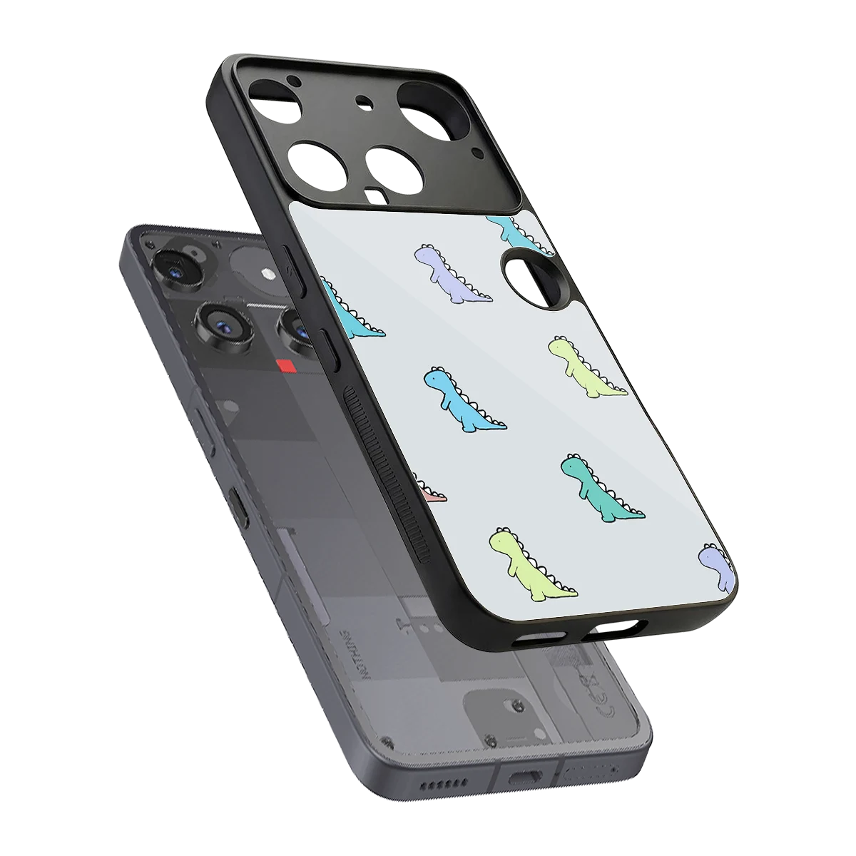 Dino sleek nothing phone 3 cover with tempered glass back and TPU edges