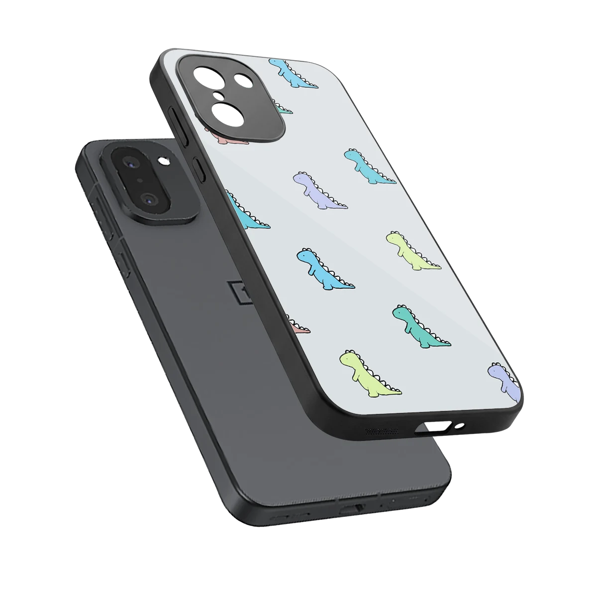 Dino sleek oneplus 15r cover with tempered glass back and TPU edges