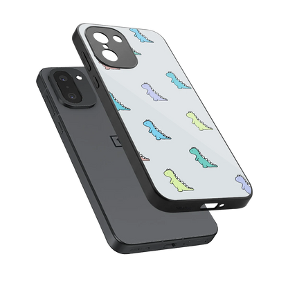 Dino sleek oneplus 15r cover with tempered glass back and TPU edges