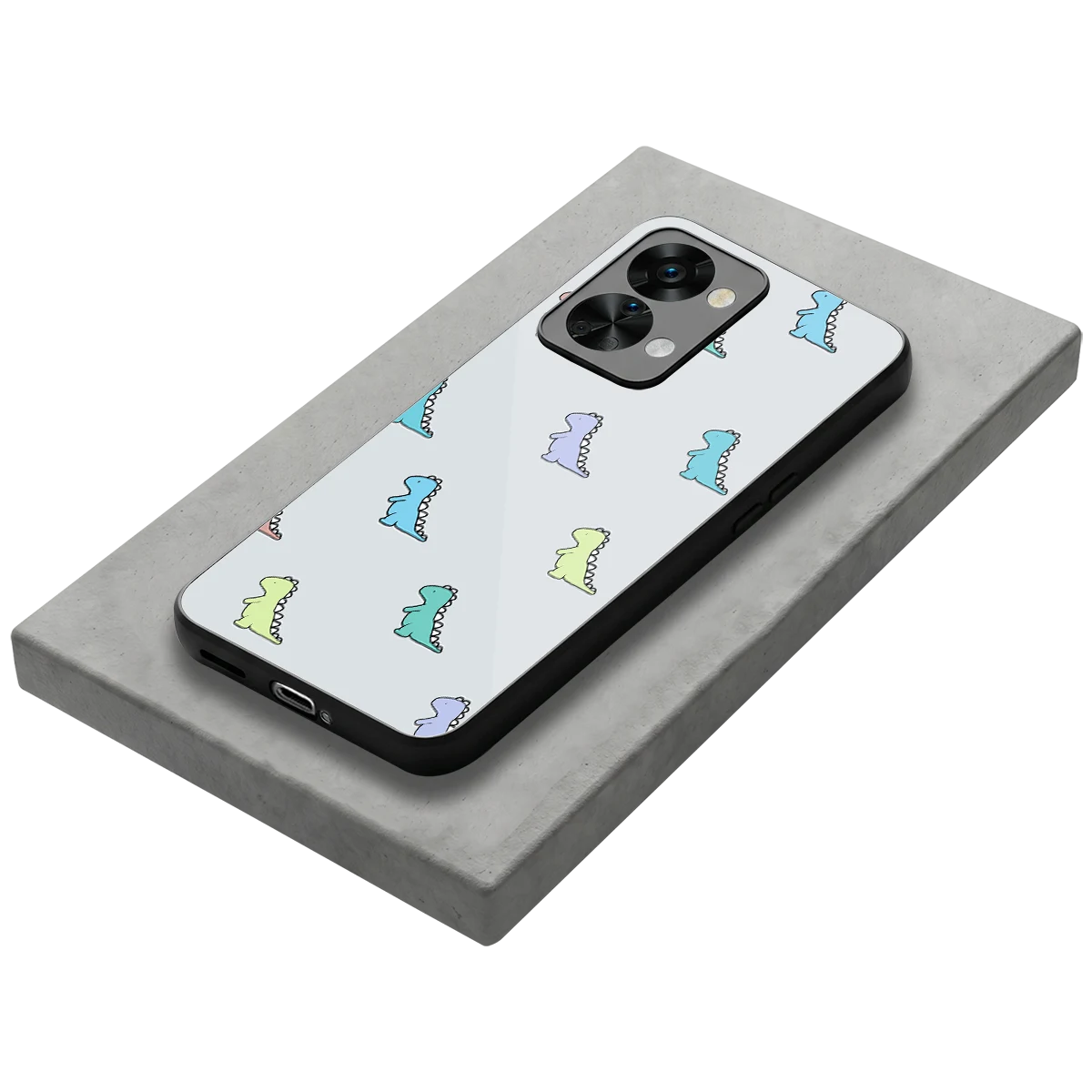 Dino stylish phone case for oneplus nord 2t | glossy glass and slim fit