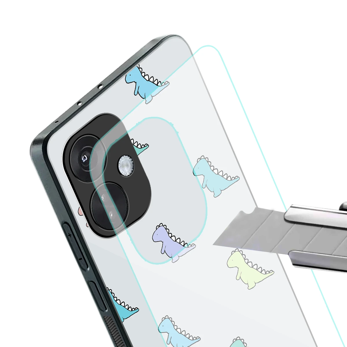 Dino stylish phone case for oneplus nord ce 3 | glossy glass and slim fit