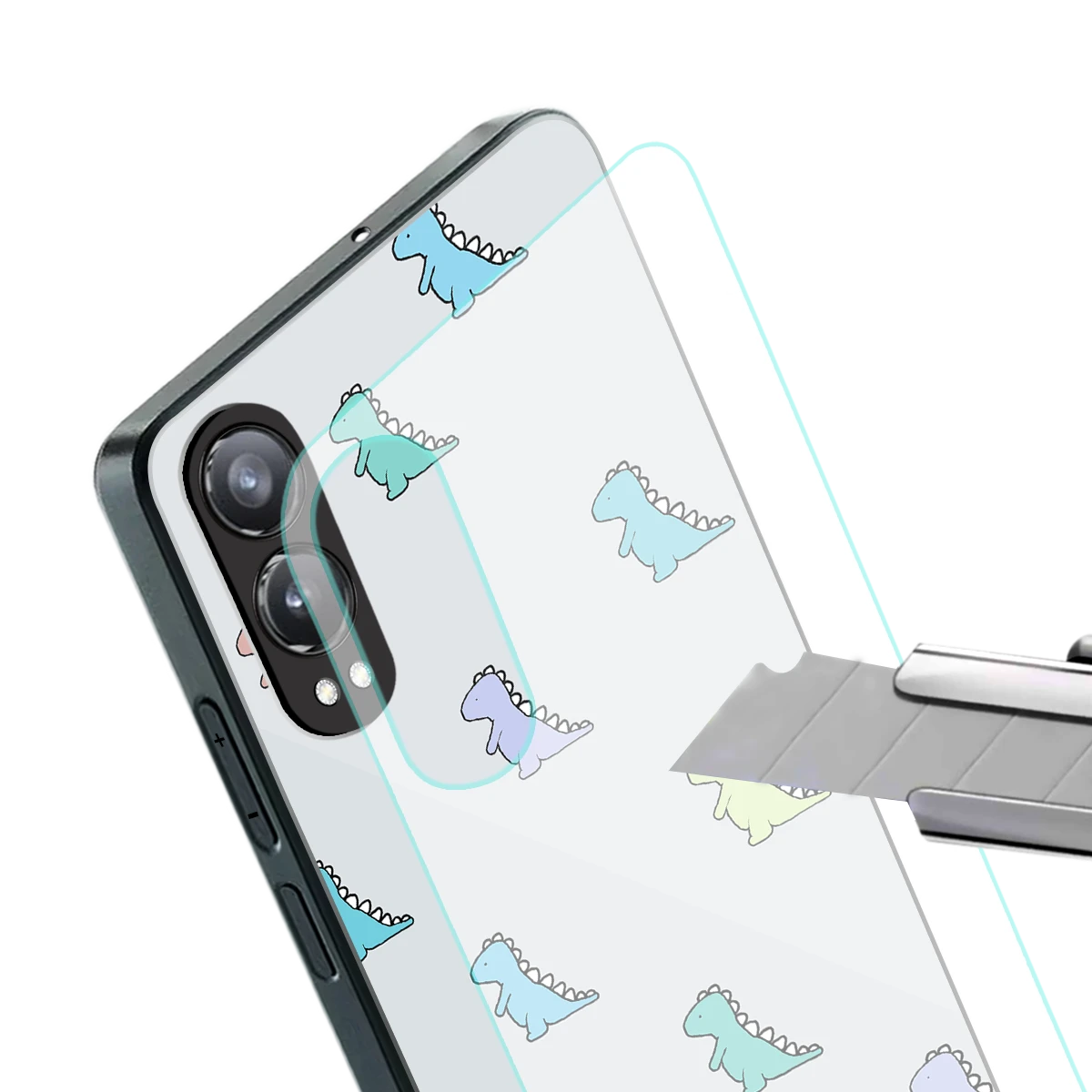 Dino stylish phone case for oneplus nord ce 4 lite | glossy glass and slim fit