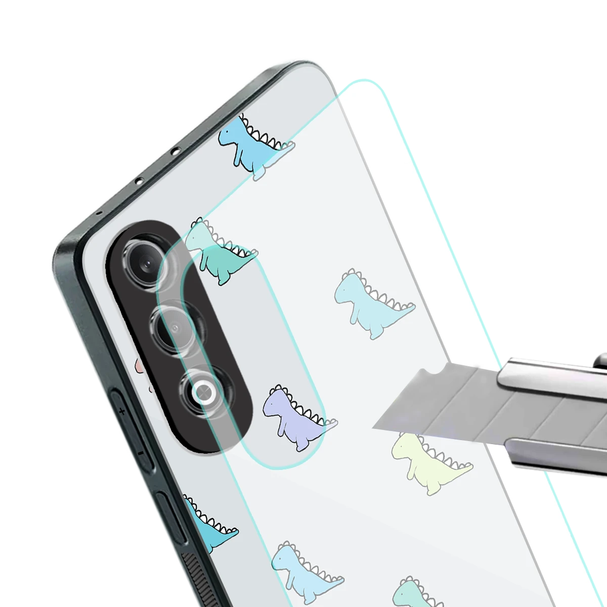 Dino stylish phone case for oneplus nord ce 4 | glossy glass and slim fit