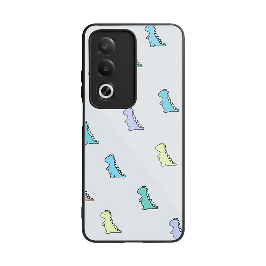 Dino back phone cover | glass case for oppo a3 pro