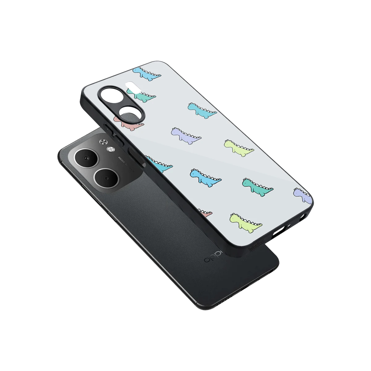 Dino sleek oppo a5x 5g cover with tempered glass back and TPU edges