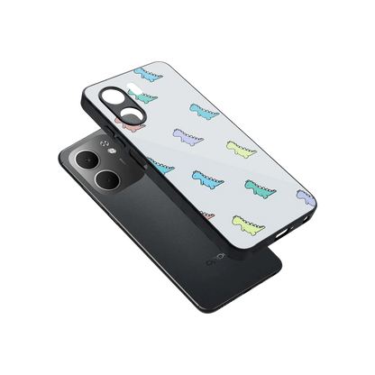 Dino sleek oppo a5x 5g cover with tempered glass back and TPU edges