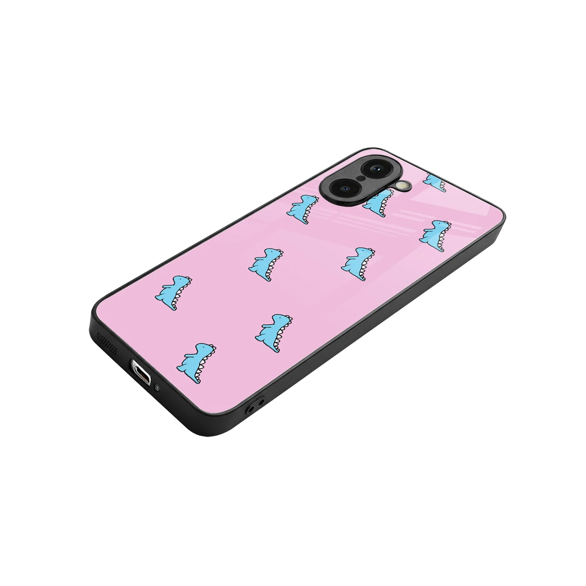 Dino Pink stylish phone case for oneplus nord ce5 5g | glossy glass and slim fit
