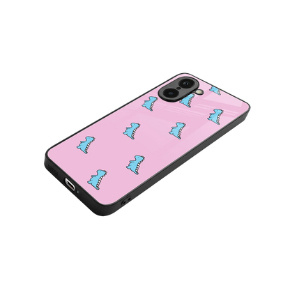 Dino Pink stylish phone case for oneplus nord ce5 5g | glossy glass and slim fit