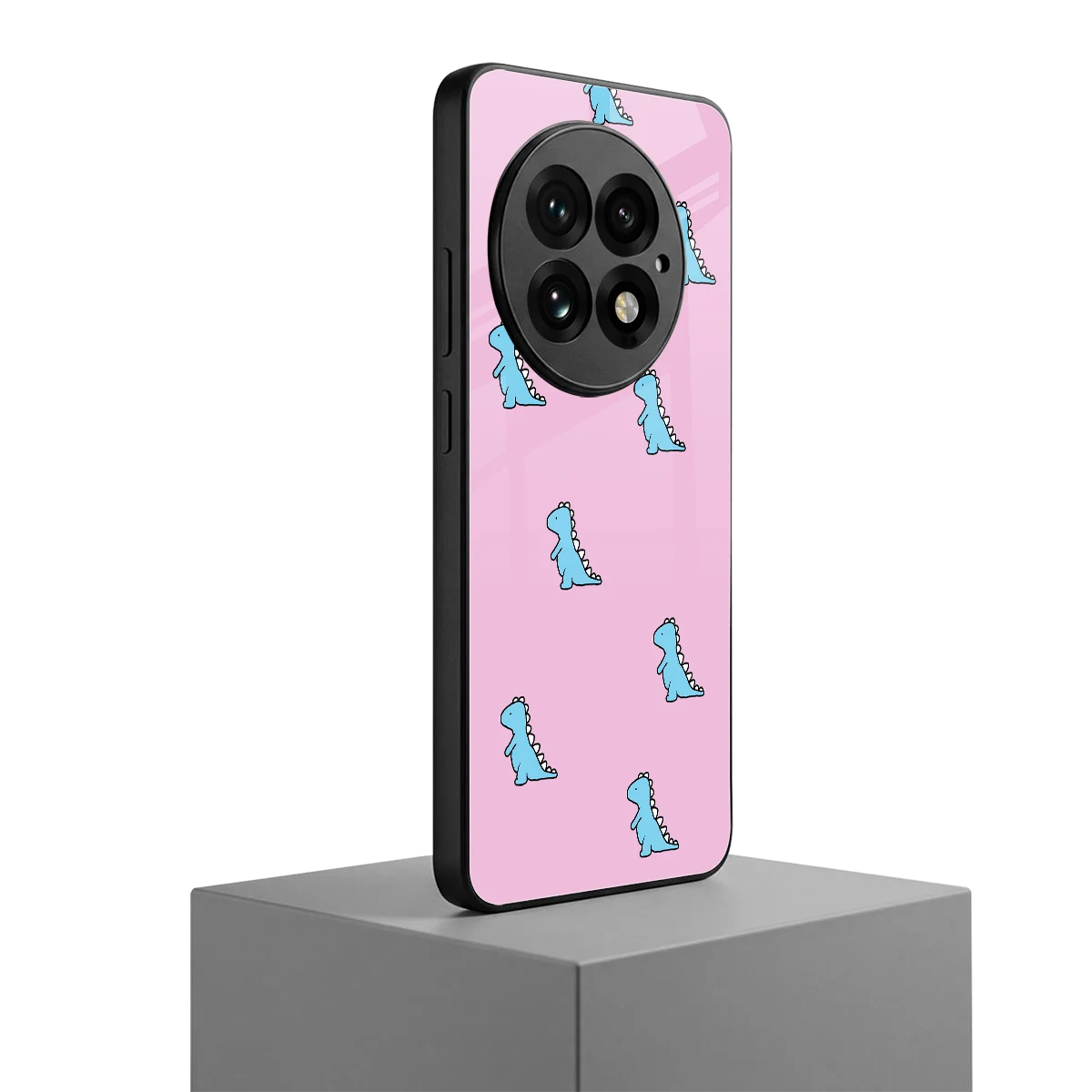 Dino Pink oneplus 13 mobile cover | shockproof glass phone case