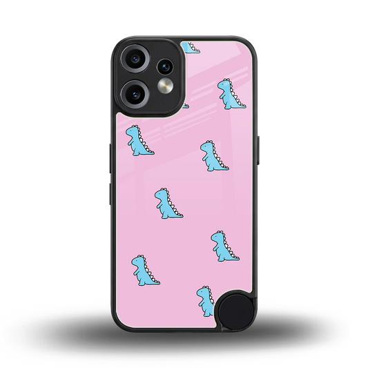 Dino Pink back phone cover | glass case for cmf nothing phone 2 pro