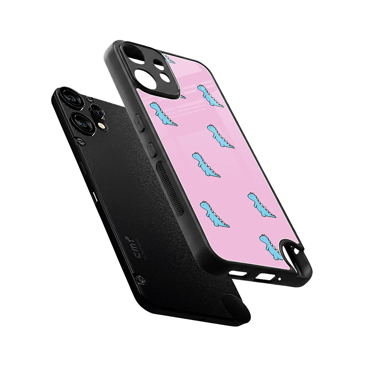 Dino Pink sleek cmf nothing phone 2 pro cover with tempered glass back and TPU edges