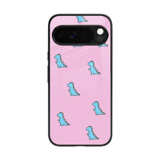 Dino Pink back phone cover | glass case for google pixel 10 pro xl