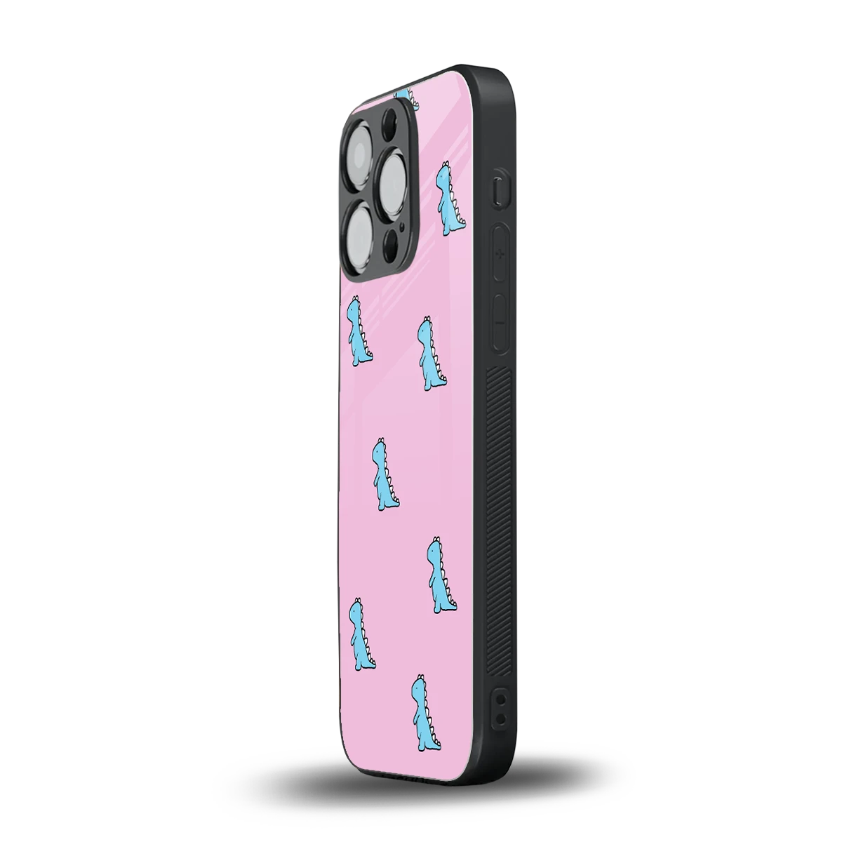 Dino Pink iphone 12 pro mobile cover | shockproof glass phone case