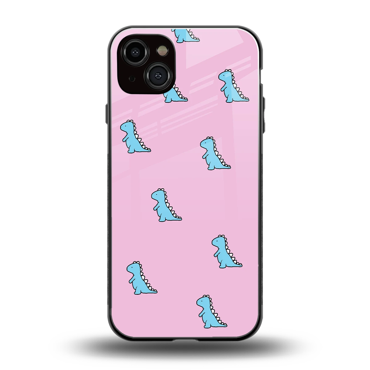 Dino Pink back phone cover | glass case for iphone 14 plus