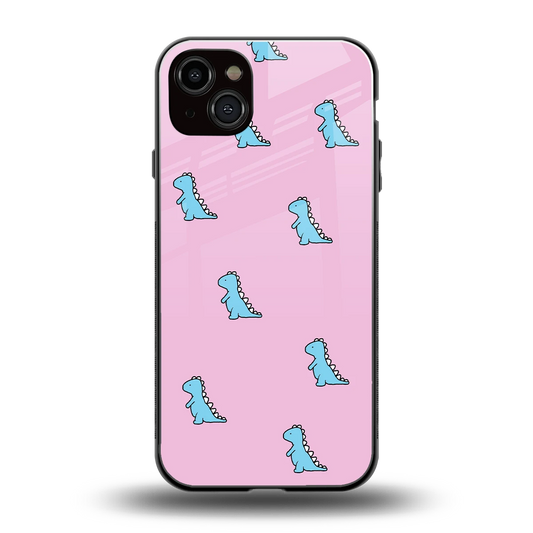 Dino Pink back phone cover | glass case for iphone 14 plus
