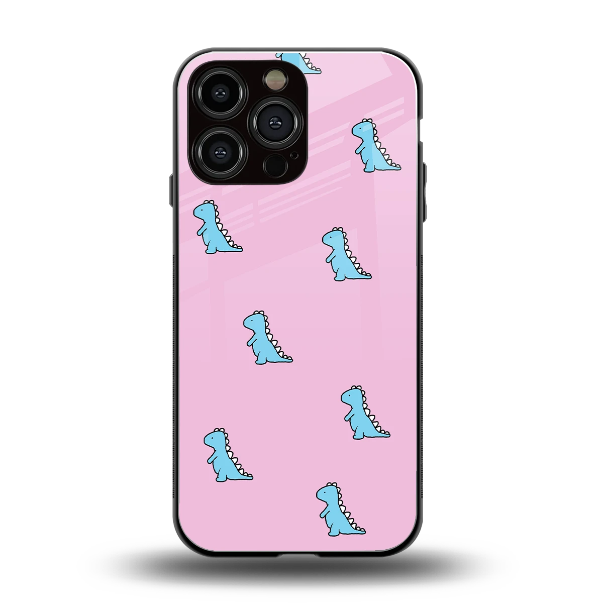 Dino Pink back phone cover | glass case for iphone 15 pro max
