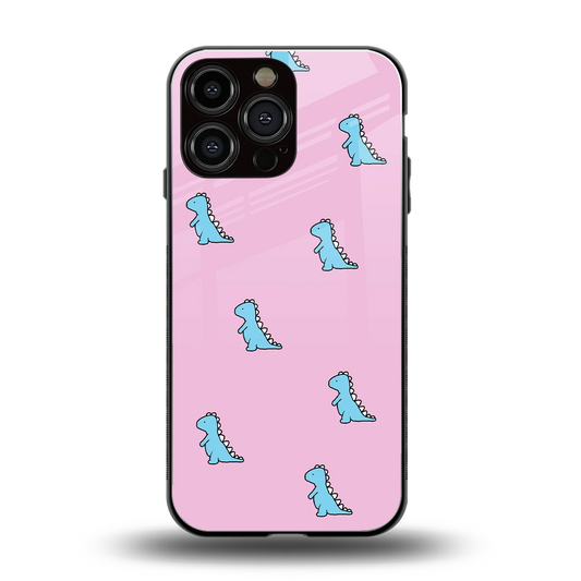 Dino Pink back phone cover | glass case for iphone 15 pro max