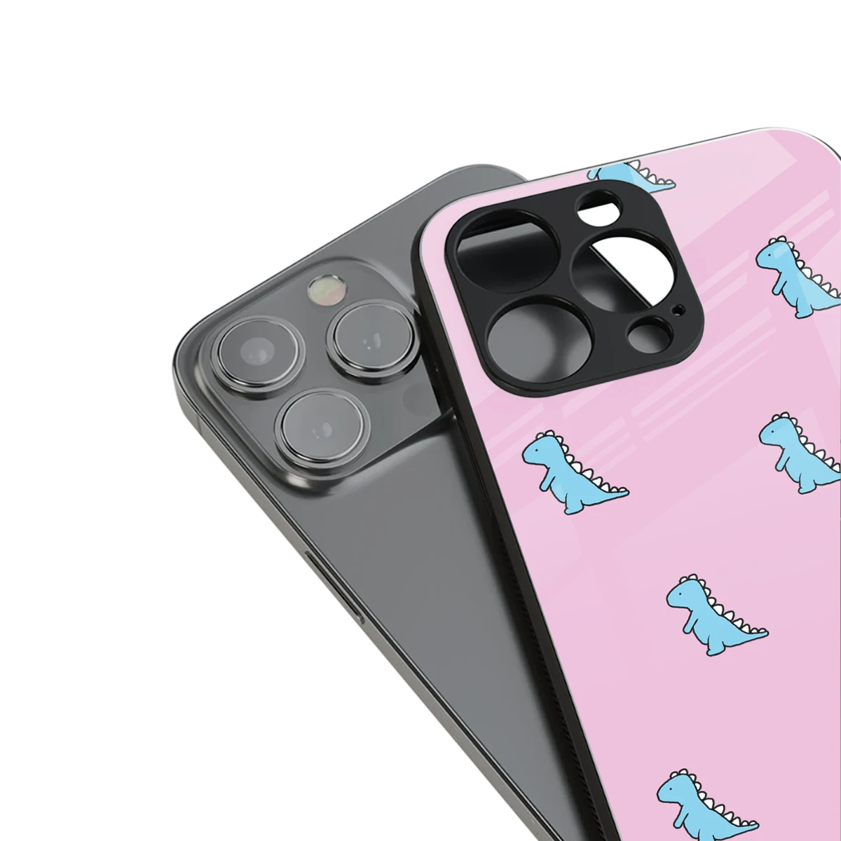 Dino Pink stylish phone case for iphone 15 pro | glossy glass and slim fit