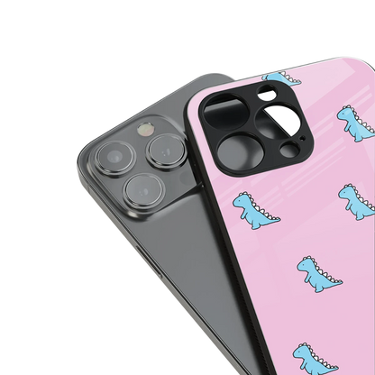 Dino Pink stylish phone case for iphone 15 pro | glossy glass and slim fit