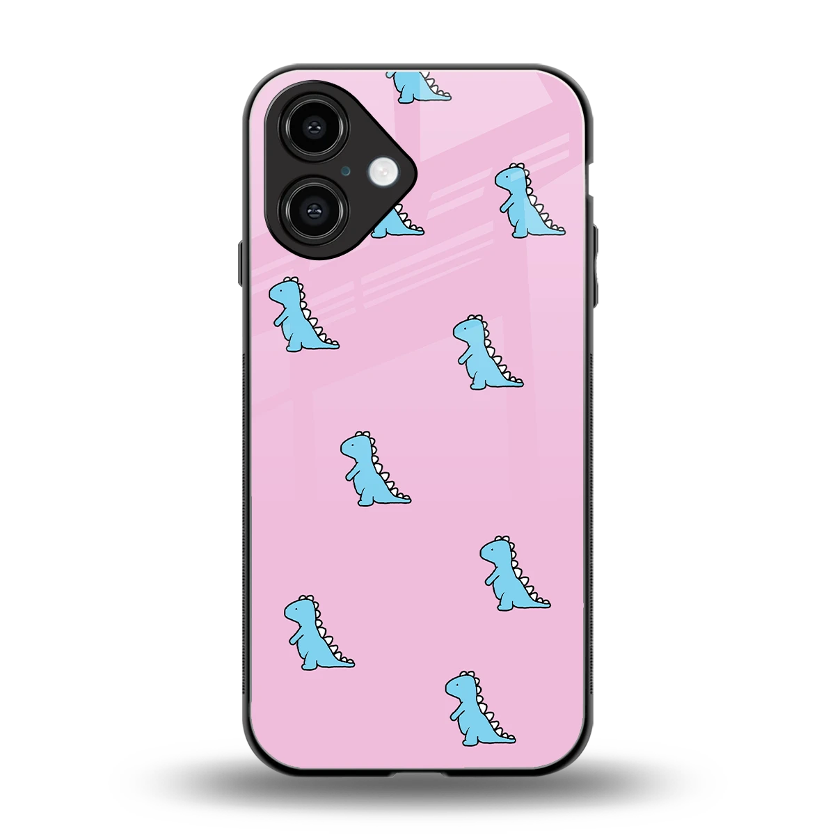 Dino Pink back phone cover | glass case for iphone 16