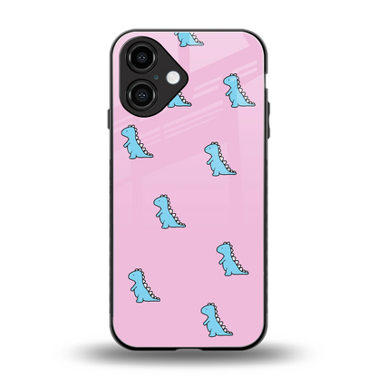 Dino Pink back phone cover | glass case for iphone 16