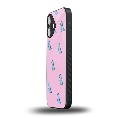 Dino Pink iPhone 16 mobile cover | shockproof glass phone case