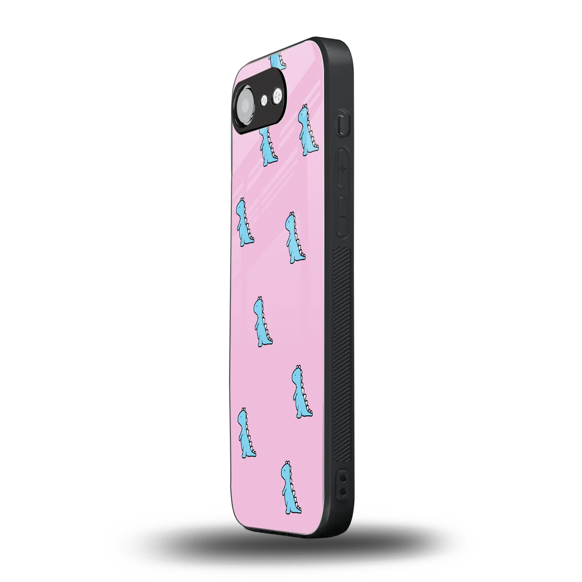 Dino Pink iphone 16e mobile cover | shockproof glass phone case