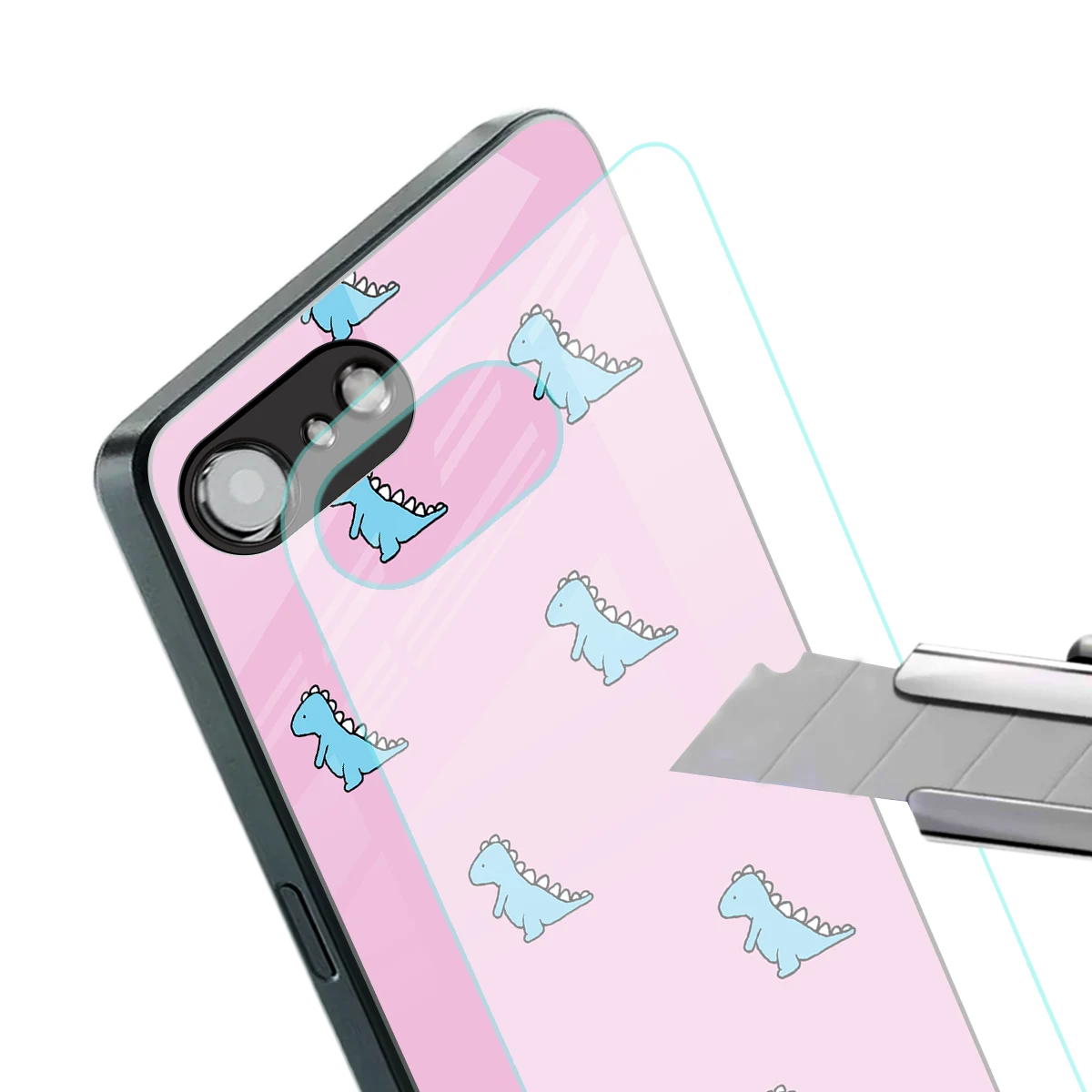 Dino Pink stylish phone case for iphone 16e | glossy glass and slim fit