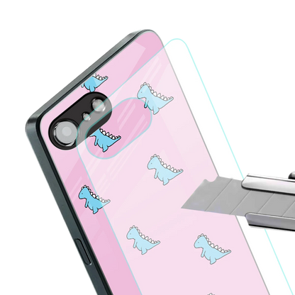 Dino Pink stylish phone case for iphone 16e | glossy glass and slim fit