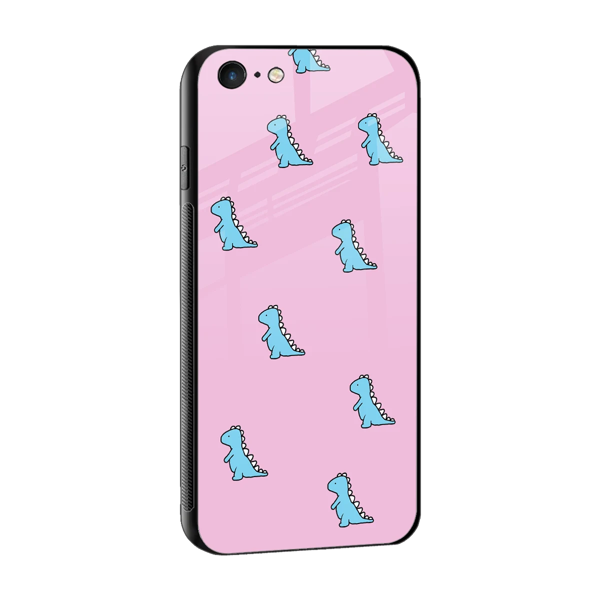Dino Pink sleek iphone 6s cover with tempered glass back and TPU edges