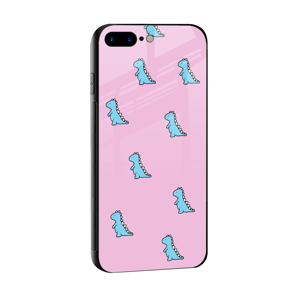 Dino Pink sleek iphone 7 plus cover with tempered glass back and TPU edges