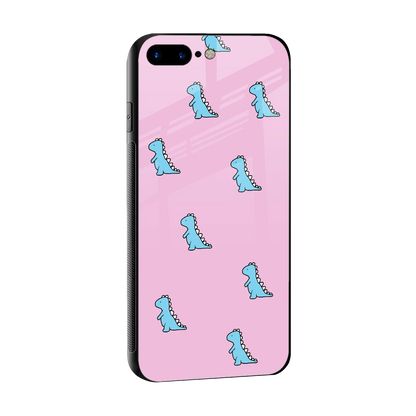 Dino Pink sleek iphone 8 plus cover with tempered glass back and TPU edges