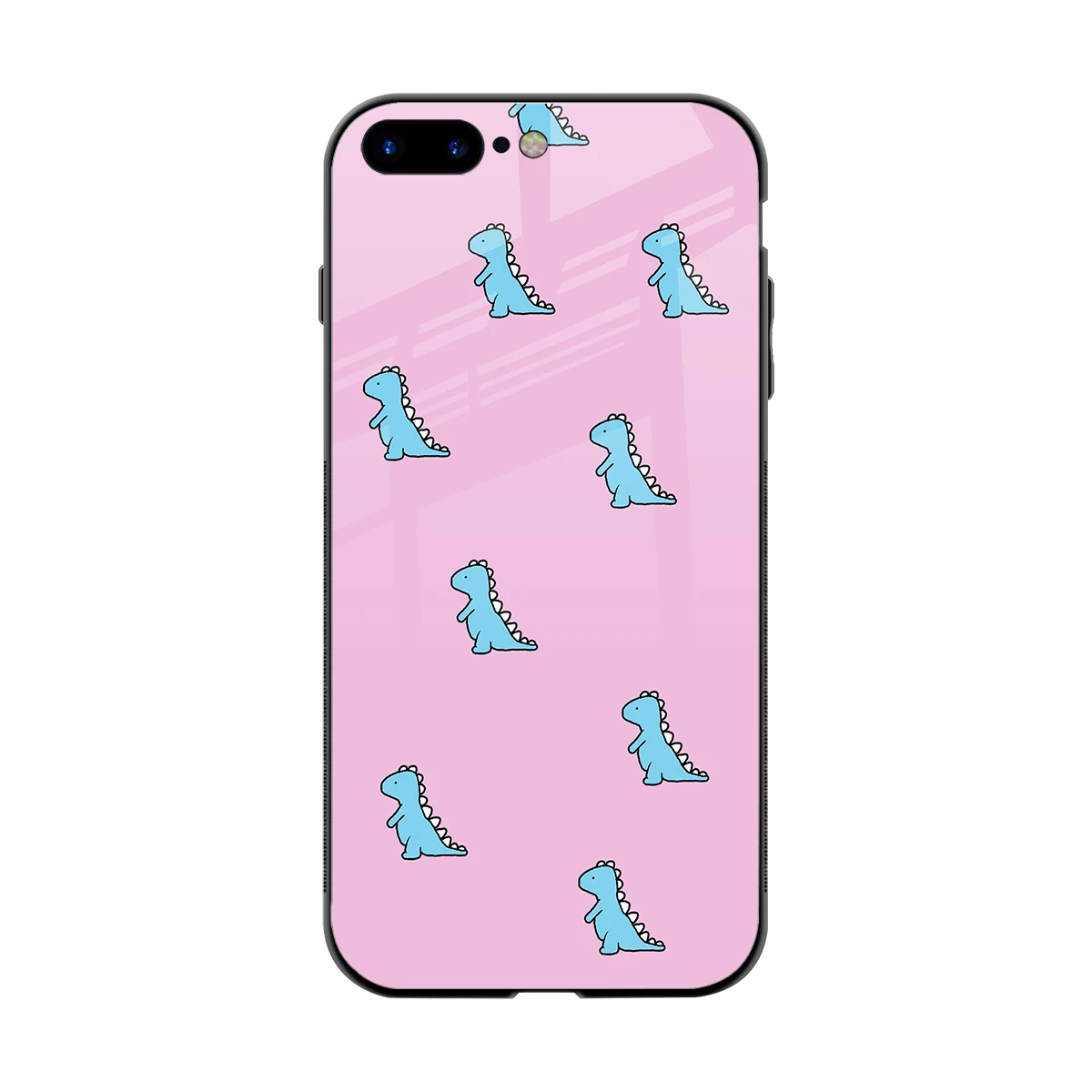 Dino Pink back phone cover | glass case for iphone 7 plus