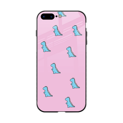 Dino Pink back phone cover | glass case for iphone 7 plus