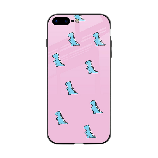 Dino Pink back phone cover | glass case for iphone 7 plus