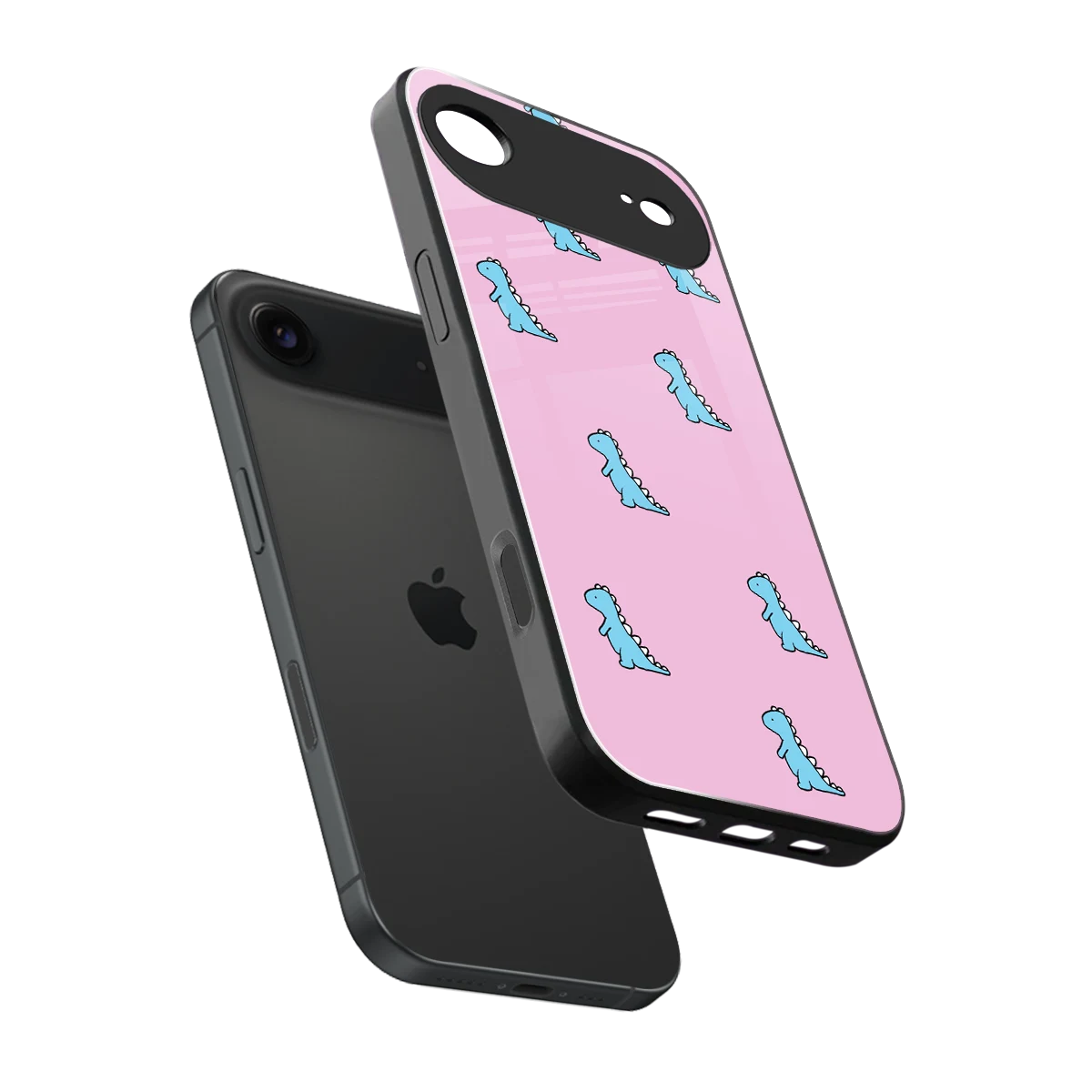 Dino Pink sleek iphone air cover with tempered glass back and TPU edges