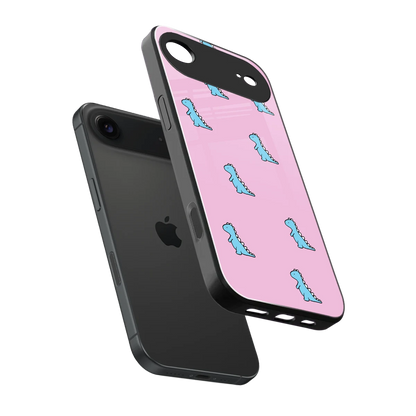 Dino Pink sleek iphone air cover with tempered glass back and TPU edges