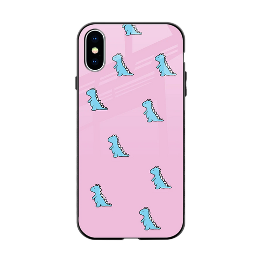 Dino Pink back phone cover | glass case for iphone xs