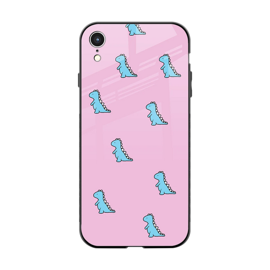 Dino Pink back phone cover | glass case for iphone xr