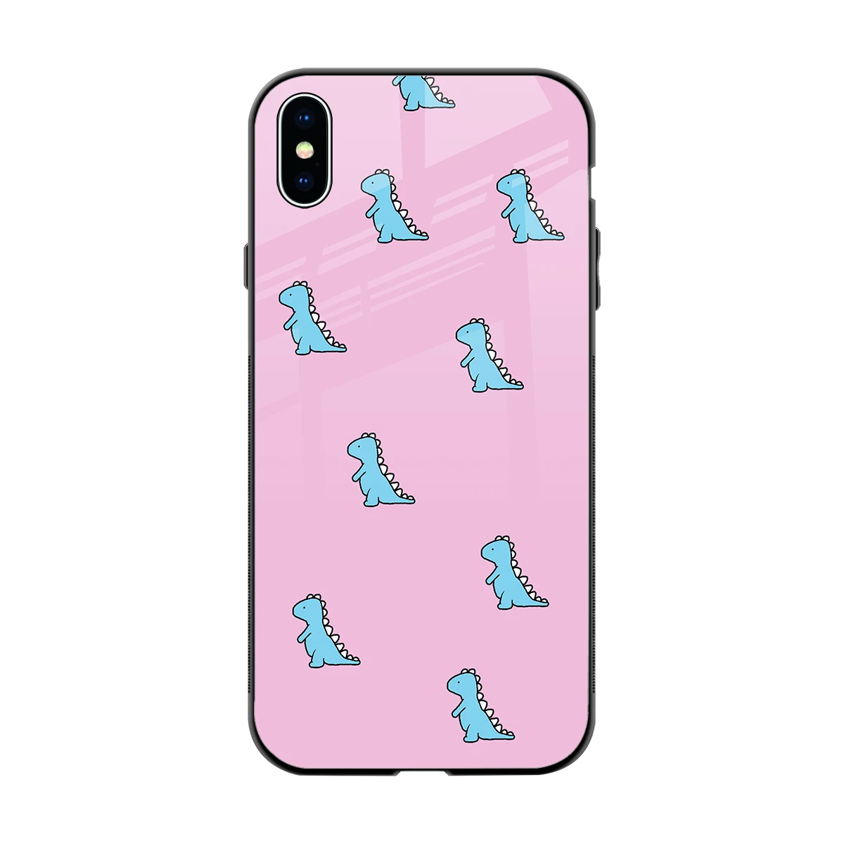 Dino Pink back phone cover | glass case for iphone xs max