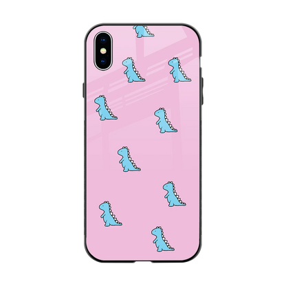Dino Pink back phone cover | glass case for iphone xs max