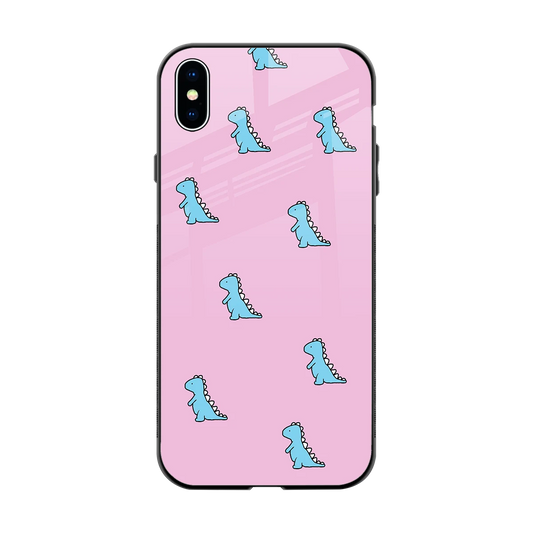 Dino Pink back phone cover | glass case for iphone xs max