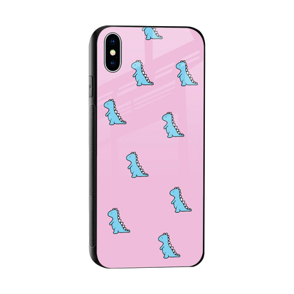 Dino Pink sleek iphone xs max cover with tempered glass back and TPU edges