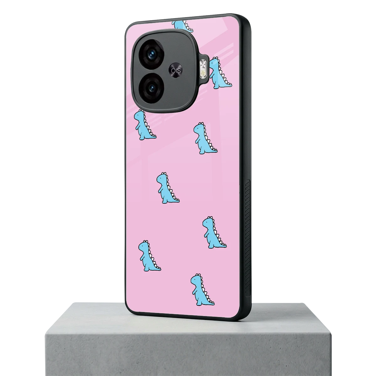 Dino Pink iqoo neo 10r 5g mobile cover | shockproof glass phone case