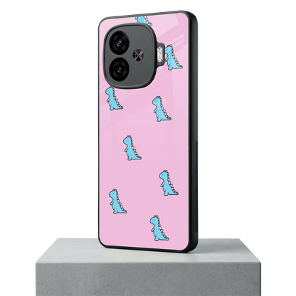 Dino Pink iqoo neo 10r 5g mobile cover | shockproof glass phone case